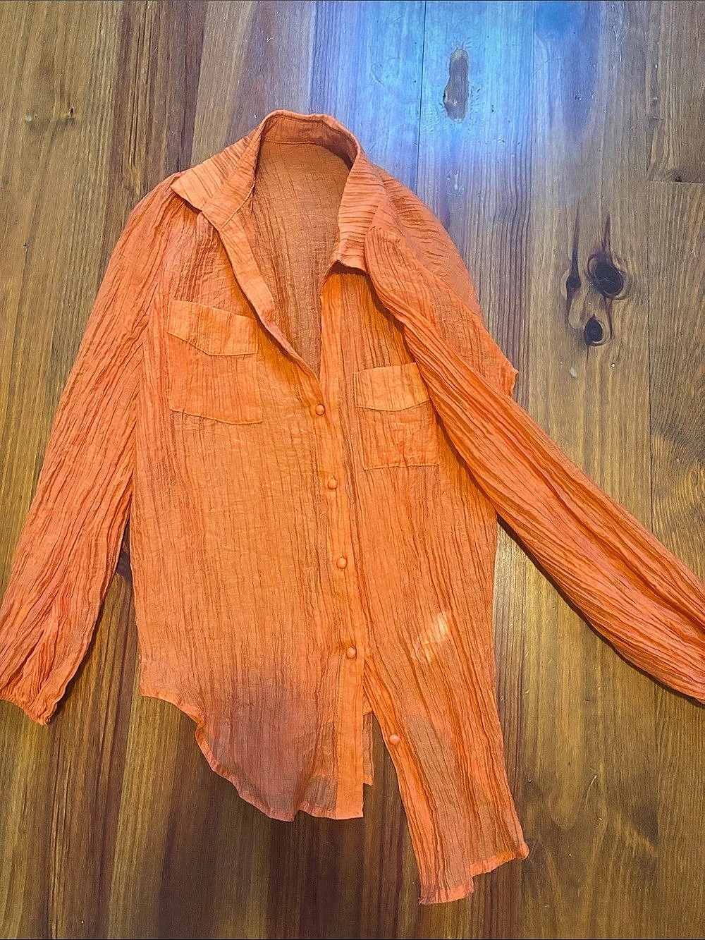 Button Down Shirt in Orange Size Small